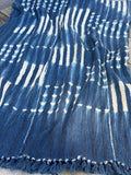 Vintage African Indigo Denim Shibori Mudcloth 64” L x 43” W Textile | No. 141