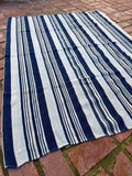 Vintage African Indigo Denim Stripes Mudcloth 58” L x 46” W Textile | No. 137