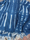 Vintage African Indigo Denim Shibori Mudcloth 61” L x 46” W Textile | No. 180