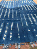 Vintage African Indigo Denim Shibori Mudcloth 56” L x 45” W Textile | No. 163