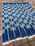 Vintage African Indigo Baule Mudcloth Blue Stripes 56”L x 40”W Textile | No. 145