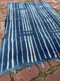 Vintage African Indigo Denim Shibori Tribal Mudcloth 58” L x 39” W | No. 146