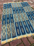 Vintage African Indigo Baule Mudcloth Blue Stripes + Gold 55”L x 40”W | No. 144