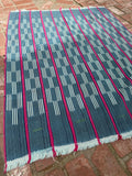 Vintage African Indigo Baule Mudcloth Pink Stripes 54”L x 42”W Textile | No. 161