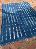 Vintage African Indigo Denim Shibori Mudcloth 56” L x 45” W Textile | No. 163