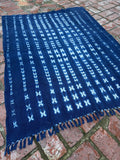 Vintage African Indigo Denim Shibori Mudcloth 54” L x 41” W Textile | No. 120