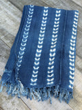 Vintage African Indigo Denim Shibori Mudcloth 60” L x 41” W Textile | No. 119