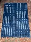 Vintage African Indigo Denim Shibori Mudcloth 56” L x 41” W Textile | No. 162