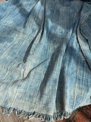 Vintage African Faded Indigo Denim Mossi Mudcloth 67”L x 45”W Textile | No. 172