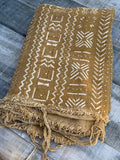 Vintage African Mustard Yellow Mudcloth 58” L x 43” W Textile | No. 112