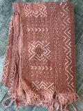Vintage African Faded Terracotta Mudcloth 57” L x 38” W Textile | No. 122