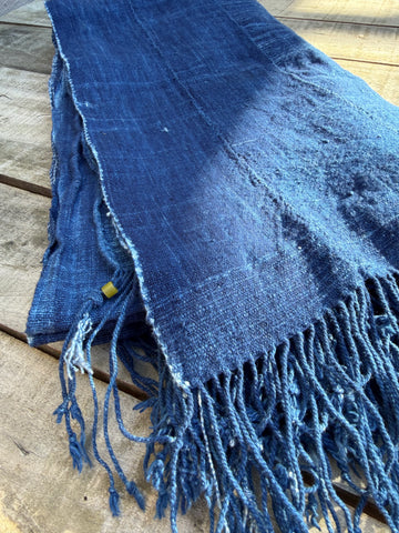 Vintage African Indigo Denim Mossi Mudcloth 75” L x 40” W Textile | No. 151