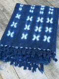 Vintage African Indigo Denim Shibori Mudcloth 54” L x 41” W Textile | No. 120