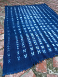 Vintage African Indigo Denim Shibori Mudcloth 54” L x 41” W Textile | No. 120
