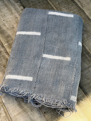 Vintage African Mudcloth Grey Textile Throw 60” L x 41” W | No. 130