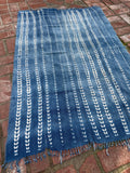 Vintage African Faded Indigo Denim Shibori Mudcloth 58”L x 39”W Textile | No.157