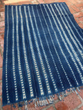 Vintage African Indigo Denim Shibori Mudcloth 55” L x 41” W Textile | No. 174