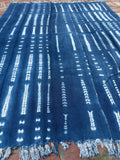 Vintage African Indigo Denim Shibori Mudcloth 61” L x 46” W Textile | No. 180
