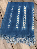 Vintage African Indigo Denim Shibori Mudcloth 56” L x 45” W Textile | No. 163