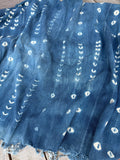 Vintage African Indigo Denim Shibori Mudcloth 58” L x 42” W Textile | No. 179