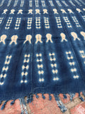 Vintage African Indigo Denim Shibori Mudcloth 58” L x 43” W Textile | No. 107