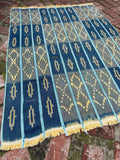 Vintage African Indigo Baule Mudcloth Blue Stripes + Gold 55”L x 40”W | No. 144