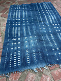 Vintage African Indigo Denim Shibori Mudcloth 58” L x 42” W Textile | No. 179