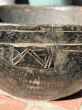 Vintage African Tazawat Wooden Milk Bowl 13” Diameter x 8” H / Collector Decor