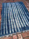 Vintage African Fade Indigo Denim Shibori Mudcloth 59”L x 43”W Textile | No. 173