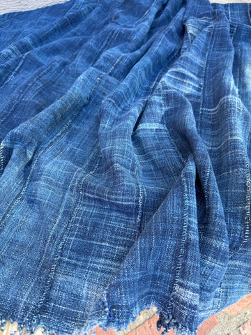 Vintage African Indigo Denim Mossi Mudcloth 65” L x 40” W Textile | No. 152
