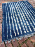 Vintage African Indigo Denim Shibori Mudcloth 56” L x 45” W Textile | No. 140