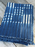 Vintage African Indigo Denim Shibori Mudcloth 64” L x 43” W Textile | No. 141