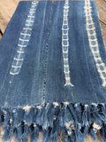 Vintage African Indigo Denim Shibori Mudcloth 59” L x 44” W Textile | No. 150