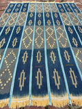 Vintage African Indigo Baule Mudcloth Blue Stripes + Gold 55”L x 40”W | No. 144