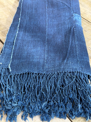 Vintage African Indigo Denim Mossi Mudcloth 74” L x 37” W Textile | No. 111