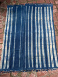 Vintage African Indigo Denim Shibori Mudcloth 59” L x 44” W Textile | No. 150
