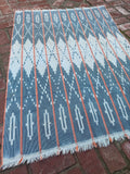 Vintage African Faded Indigo Baule Mudcloth + Peach 56”L x 41”W Textile | No.158