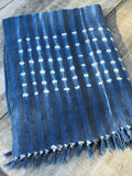 Vintage African Indigo Denim Shibori Mudcloth 62” L x 44” W Textile | No. 121