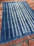 Vintage African Fade Indigo Denim Shibori Mudcloth 59”L x 43”W Textile | No. 173
