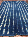 Vintage African Indigo Denim Shibori Mudcloth 55” L x 41” W Textile | No. 174