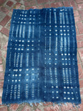 Vintage African Indigo Denim Shibori Mudcloth 58” L x 42” W Textile | No. 179