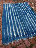 Vintage African Indigo Denim Shibori Mudcloth 56” L x 43” W Textile | No. 170