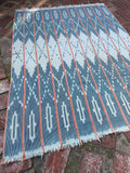 Vintage African Faded Indigo Baule Mudcloth + Peach 56”L x 41”W Textile | No.158