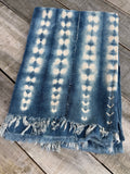 Vintage African Fade Indigo Denim Shibori Mudcloth 59”L x 43”W Textile | No. 173