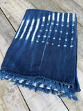 Vintage African Indigo Denim Shibori Mudcloth 58” L x 43” W Textile | No. 104