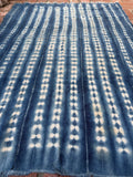 Vintage African Fade Indigo Denim Shibori Mudcloth 59”L x 43”W Textile | No. 173