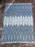 Vintage African Faded Indigo Baule Mudcloth + Peach 56”L x 41”W Textile | No.158