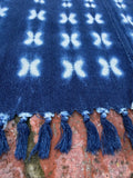 Vintage African Indigo Denim Shibori Mudcloth 54” L x 41” W Textile | No. 120