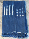 Vintage African Indigo Denim Shibori Mudcloth 60” L x 42” W Textile | No. 116