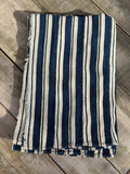 Vintage African Indigo Denim Mudcloth Stripes 59” L x 39” W Textile | No. 109